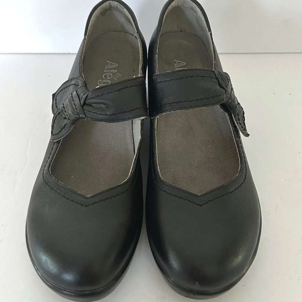 Alegria Ella Mary Jane Womens 38 US 8 Black Leather Shoes Wedge Rocker ELL-601